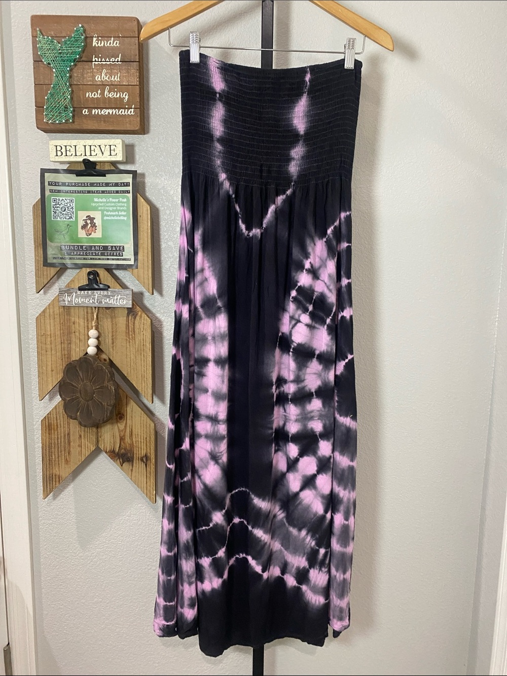 Riviera Black & Light Purple Tie-Dye Strapless tube top dress 14-22pp 45L